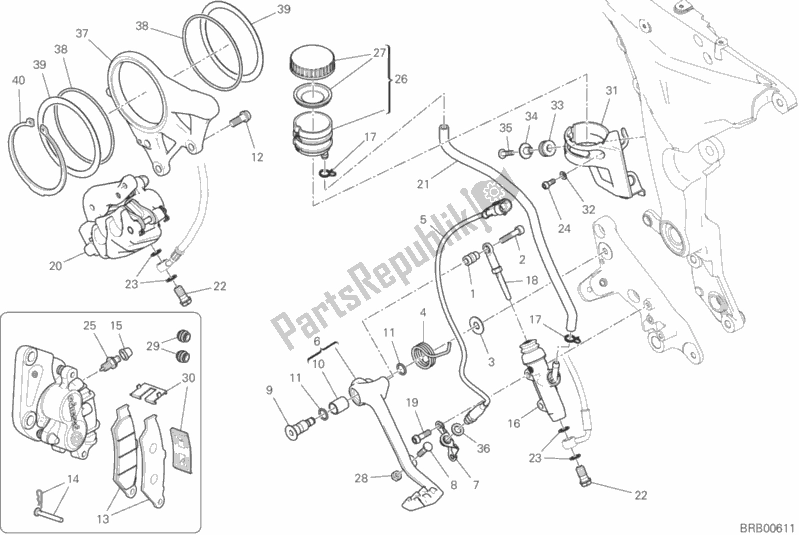 All parts for the Rear Braking System of the Ducati Multistrada 1260 S ABS USA 2018